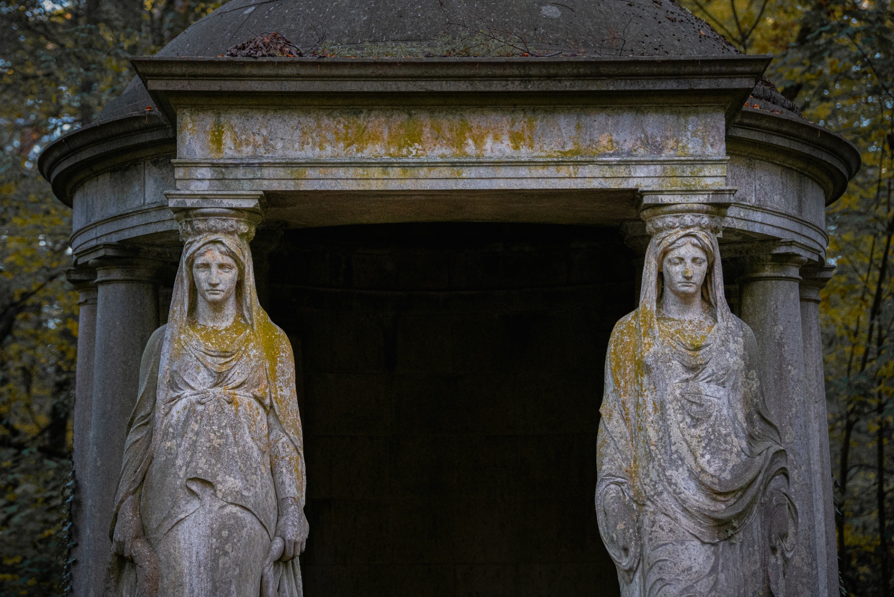 Caryatid mausoleum entrance