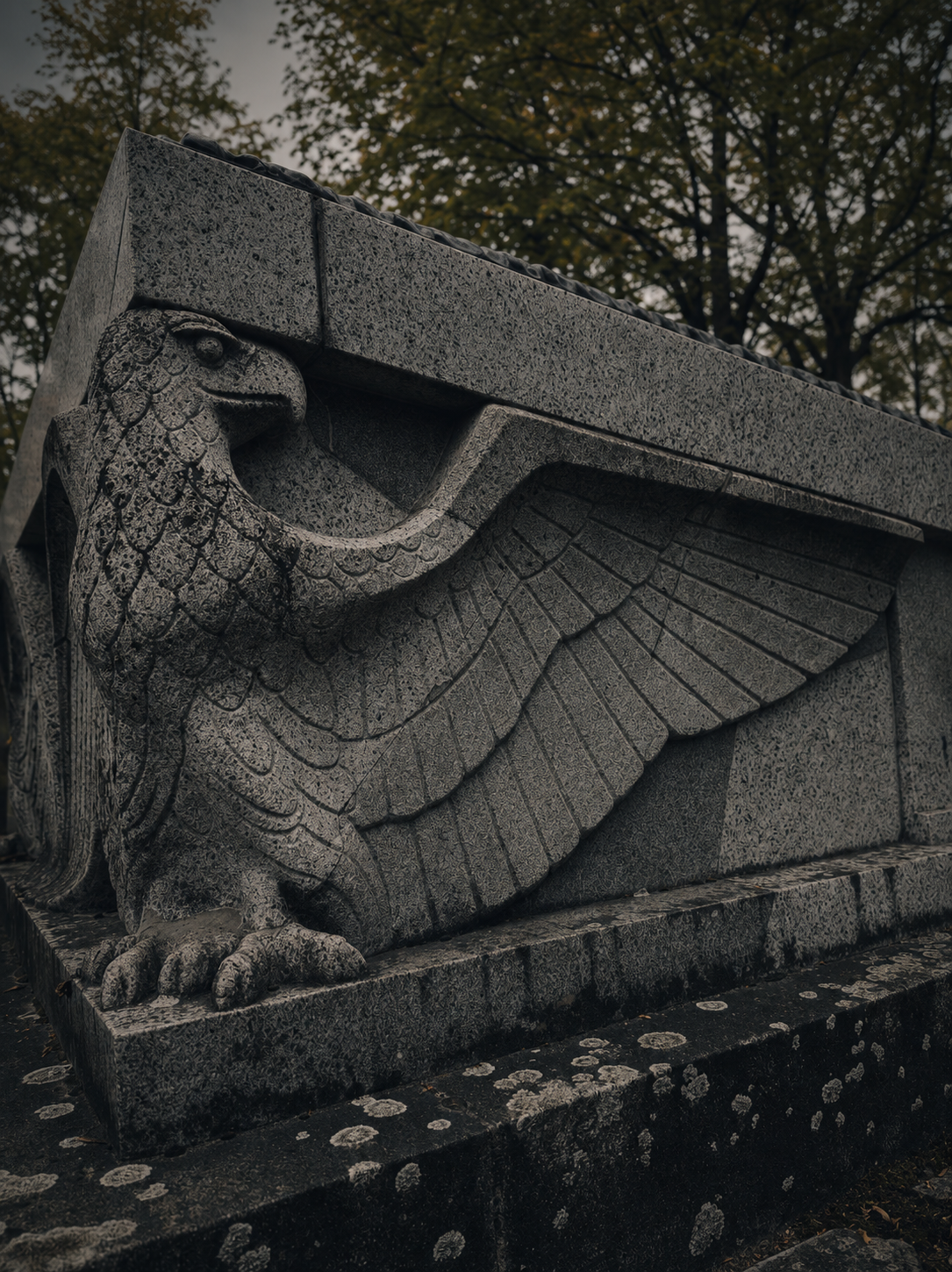 Stone eagle sculpture on a tomb