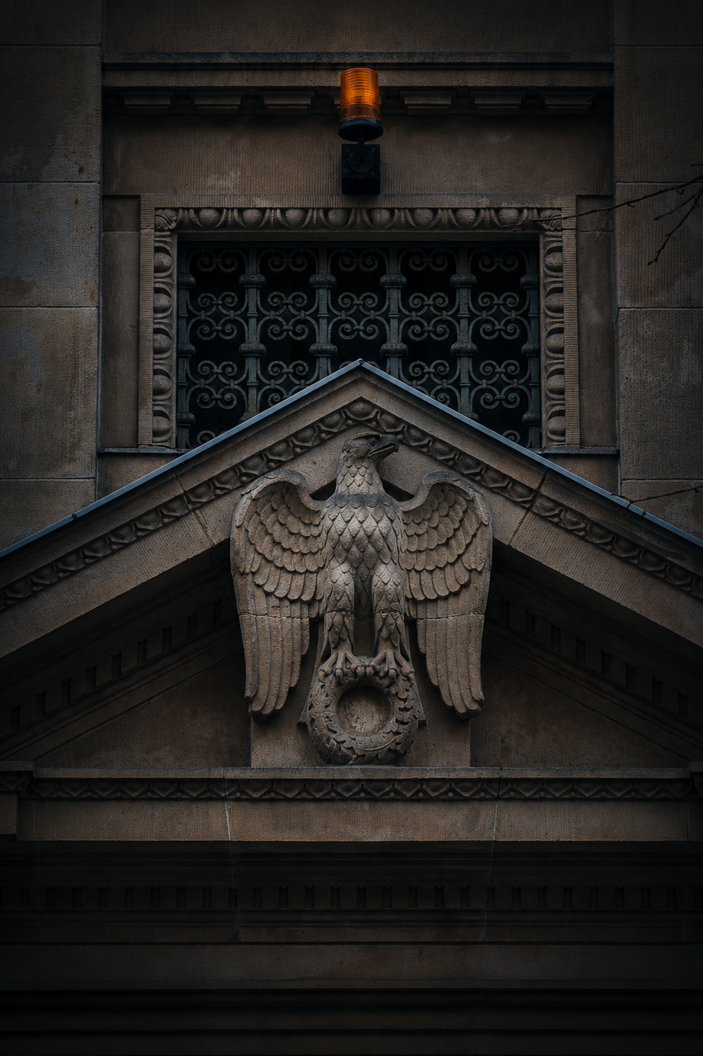 Eagle relief above a historic building entrance