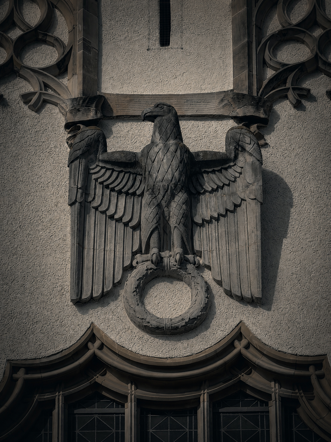 Monumental eagle relief on a facade